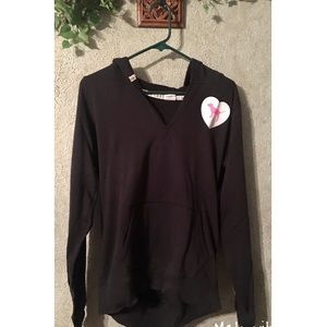 PINK Black Baggy Hooded Sweatshirt